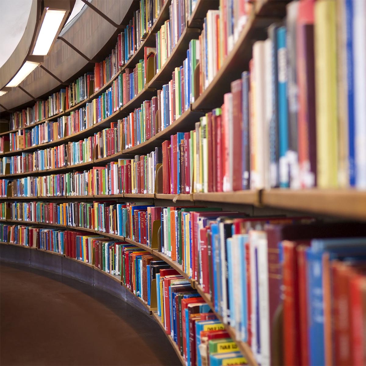Children in library reading